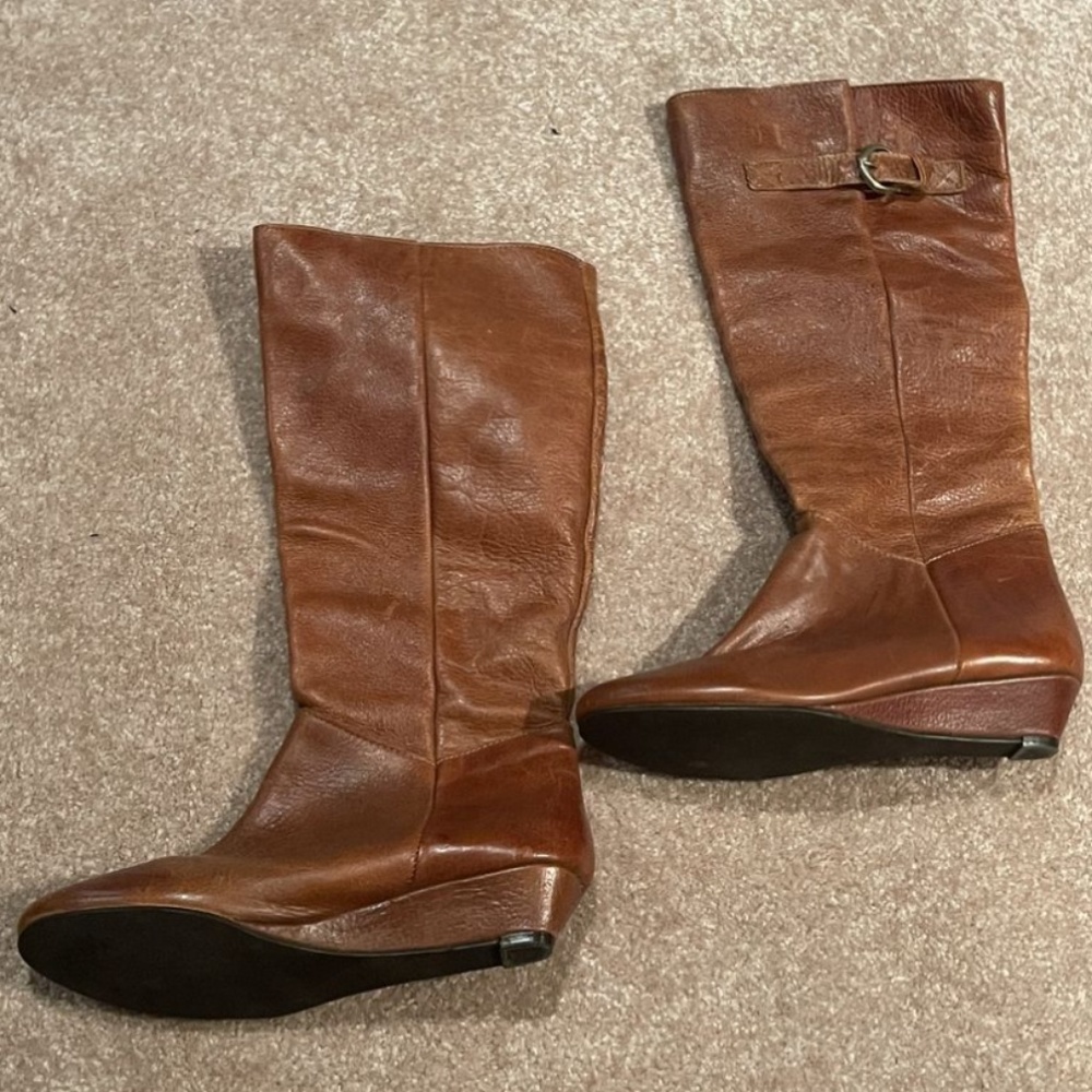 Tall light brown boots